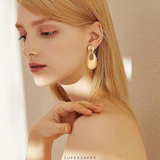 Geometric 14K Gold-Plated Teardrop Earrings