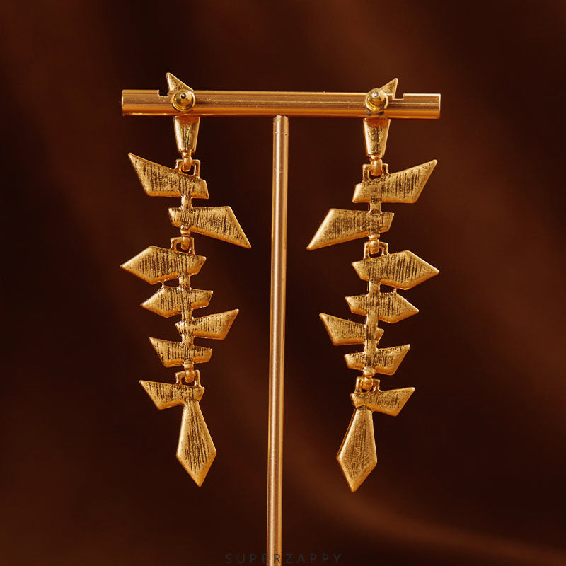 Gatsby-Inspired Geometric Black and Gold Long Earrings