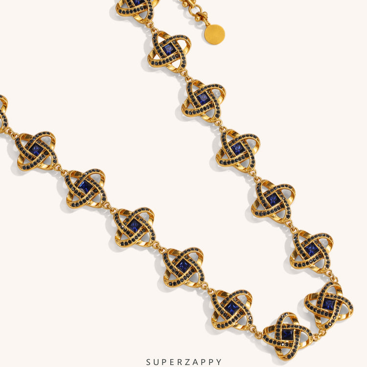 Vintage Spiral Baroque Windmill Necklace with Czech Gems