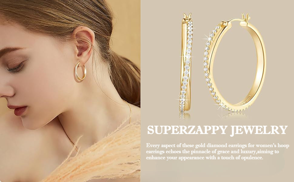 Hoop 18K Gold-Plated Zircon Earrings