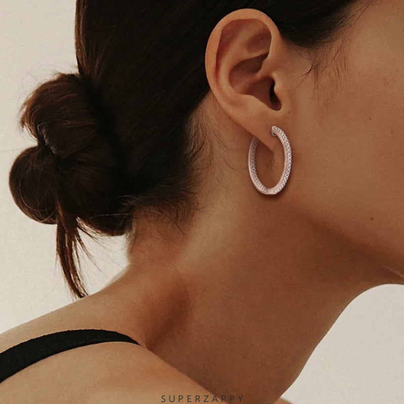 Hoop Classic Sterling Silver Zircon Earrings