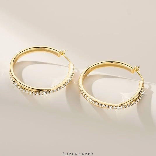 Hoop 18K Gold-Plated Zircon Earrings