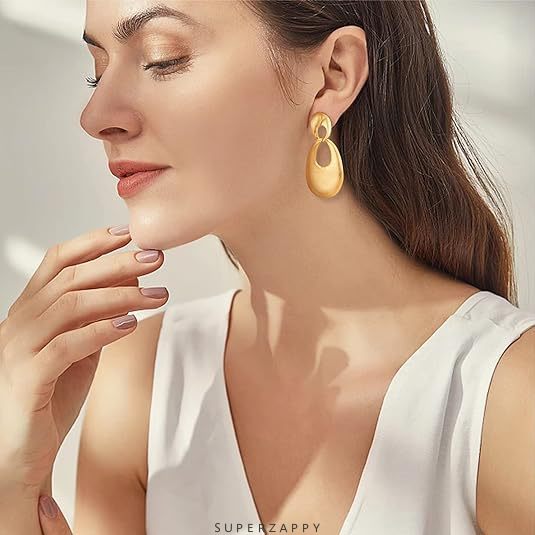 Geometric 14K Gold-Plated Teardrop Earrings
