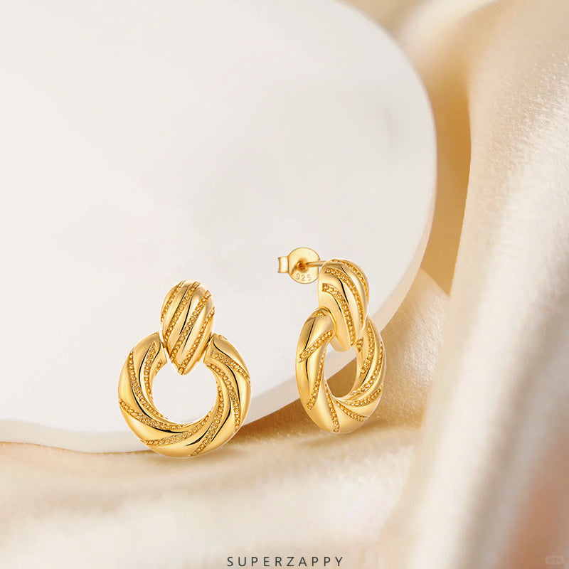 Geometric  Vintage-Inspired Twist Hoop Earrings