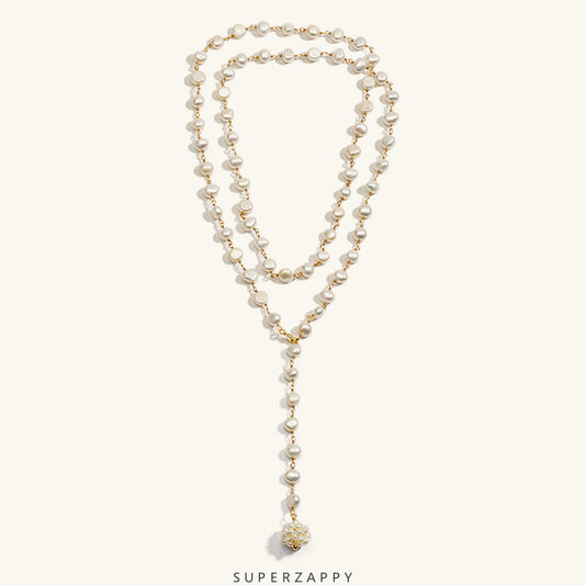 Baroque Freshwater Pearl Hydrangea Double-Layer Necklace