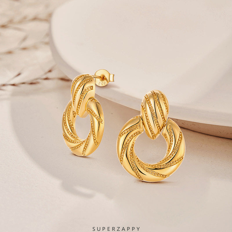 Geometric  Vintage-Inspired Twist Hoop Earrings