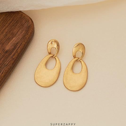 Geometric 14K Gold-Plated Teardrop Earrings