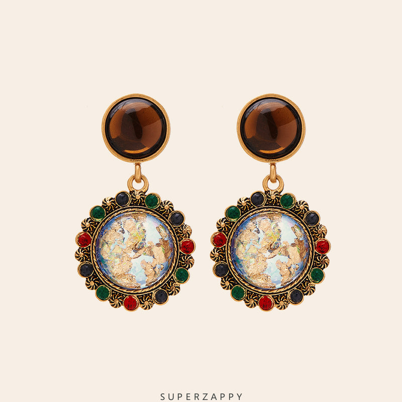 Gold Foil Glass Bead Earrings