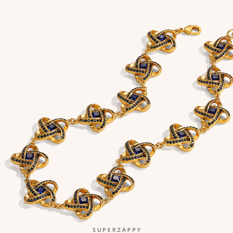 Vintage Spiral Baroque Windmill Necklace with Czech Gems