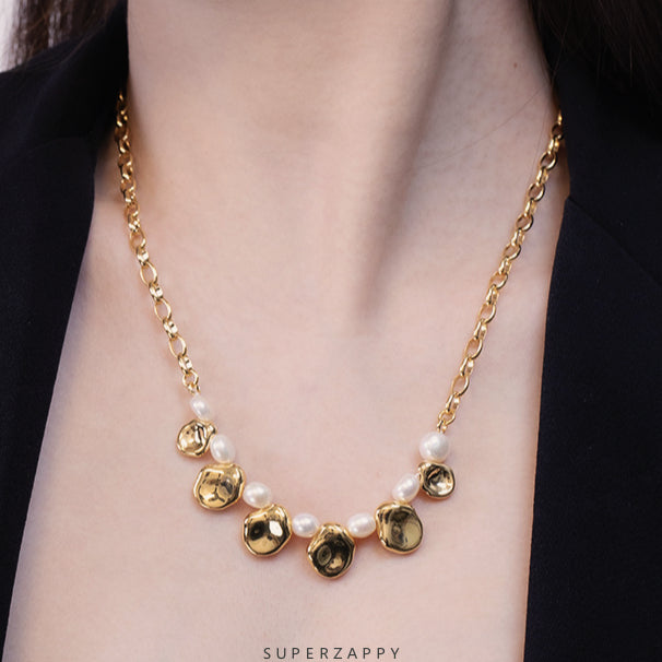 Baroque Freshwater Pearl Geometric Choker Necklace