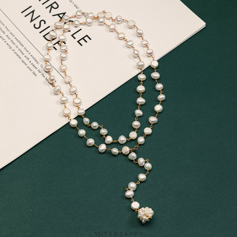 Baroque Freshwater Pearl Hydrangea Double-Layer Necklace