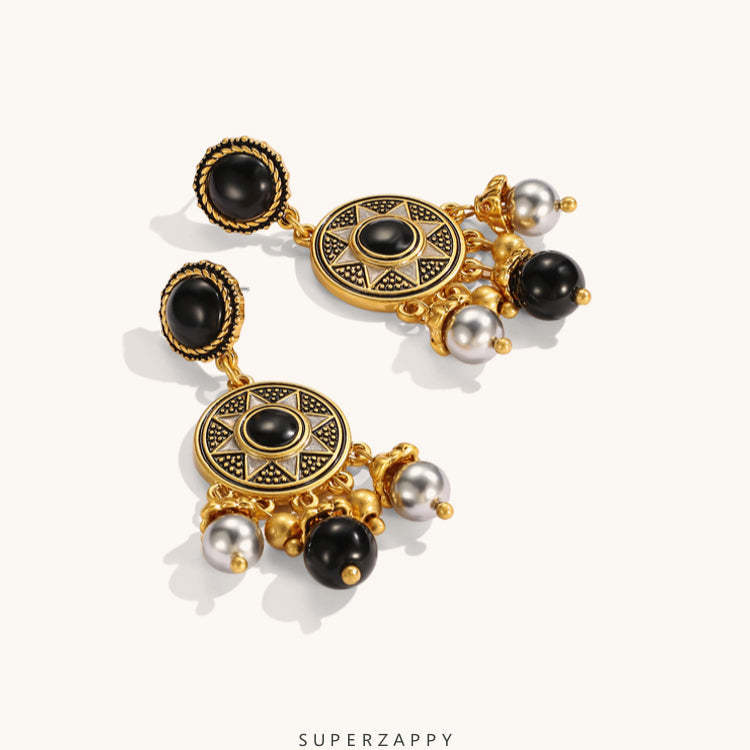 Black Tear Rosa Sunflower Earrings