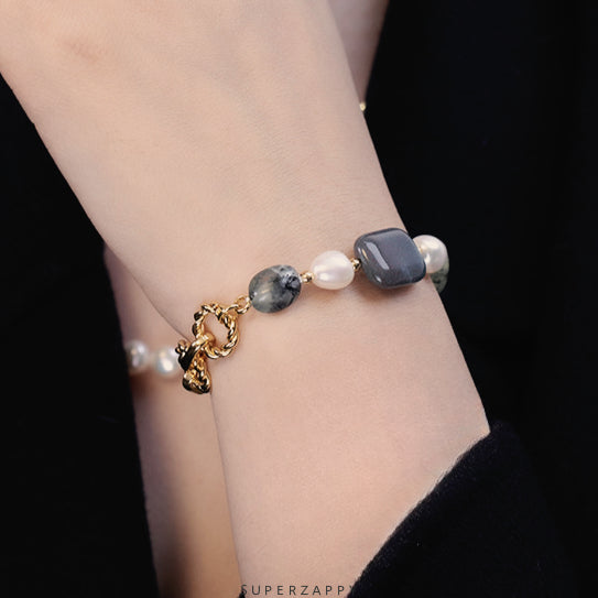 Baroque Freshwater Pearl and Natural Stone Bracelet