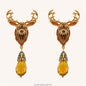 Brown Antler Drop Earrings with Czech Rhinestones