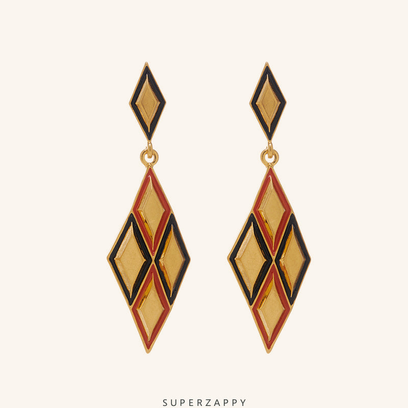 French Courtly Vintage 18K Matte Gold-Plated Geometric Earrings