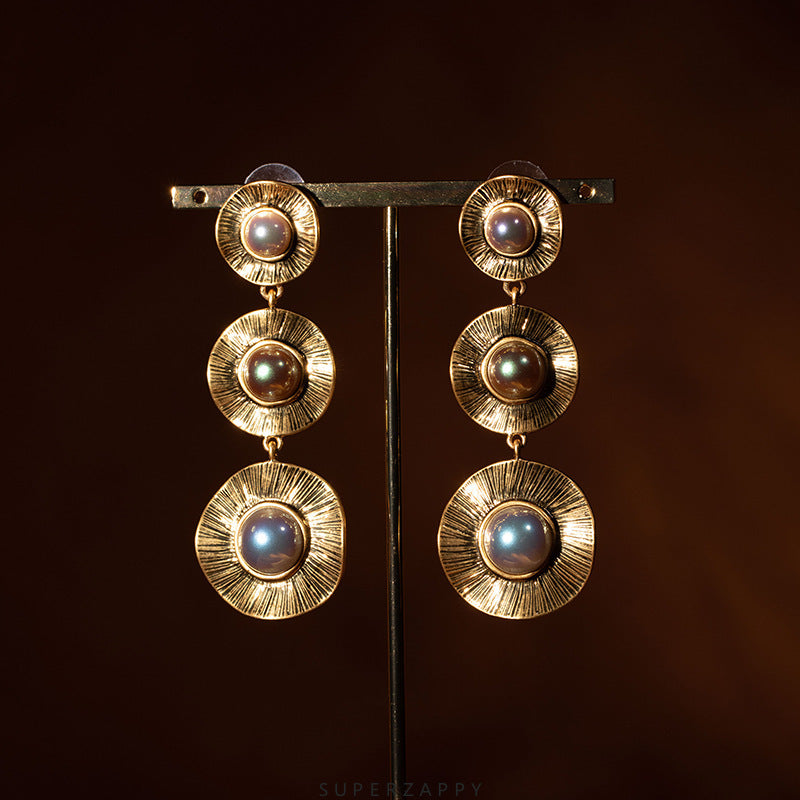 French Vintage-Inspired Pearl Gold-Plated Earrings