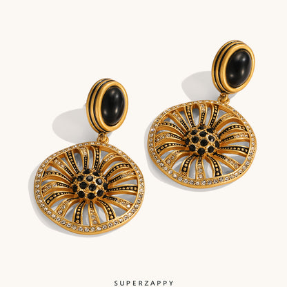 Black Tear Rosa Sunflower Earrings