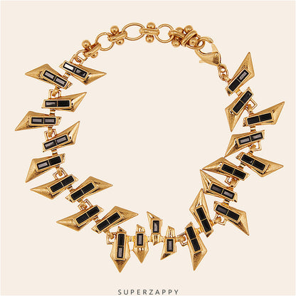 Gatsby-Inspired Geometric Black and Gold Bracelet