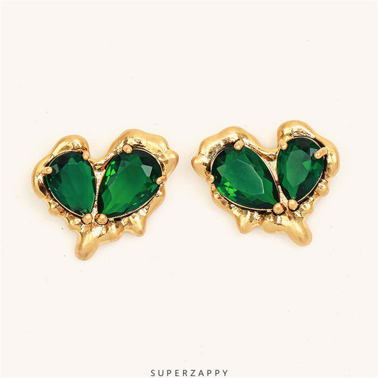 Emerald Heart Earrings