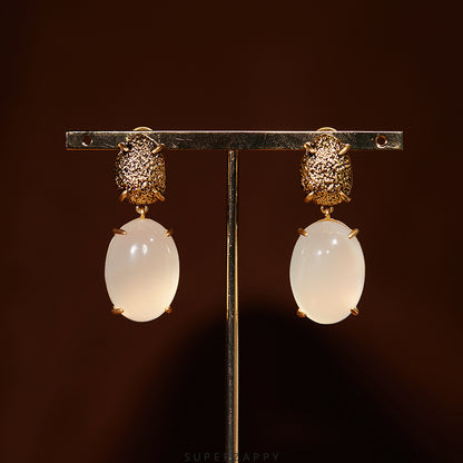 Natural High Ice Translucent Egg Opal Earrings