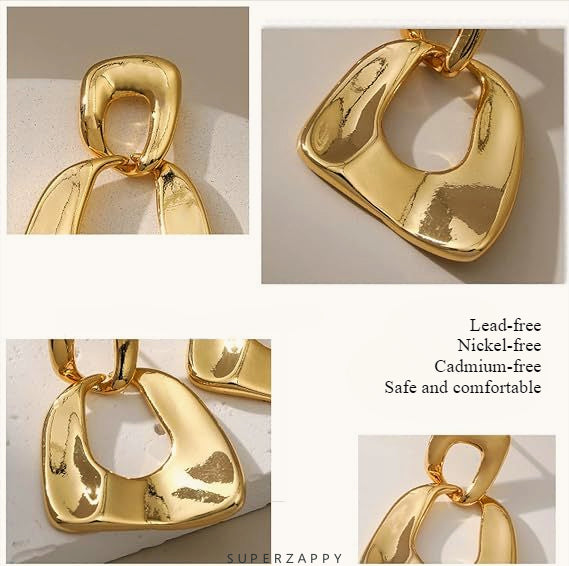 Geometric 14K Gold-Plated Paperclip Earrings