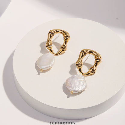 Vintage Style Baroque Freshwater Pearl Stud Earrings