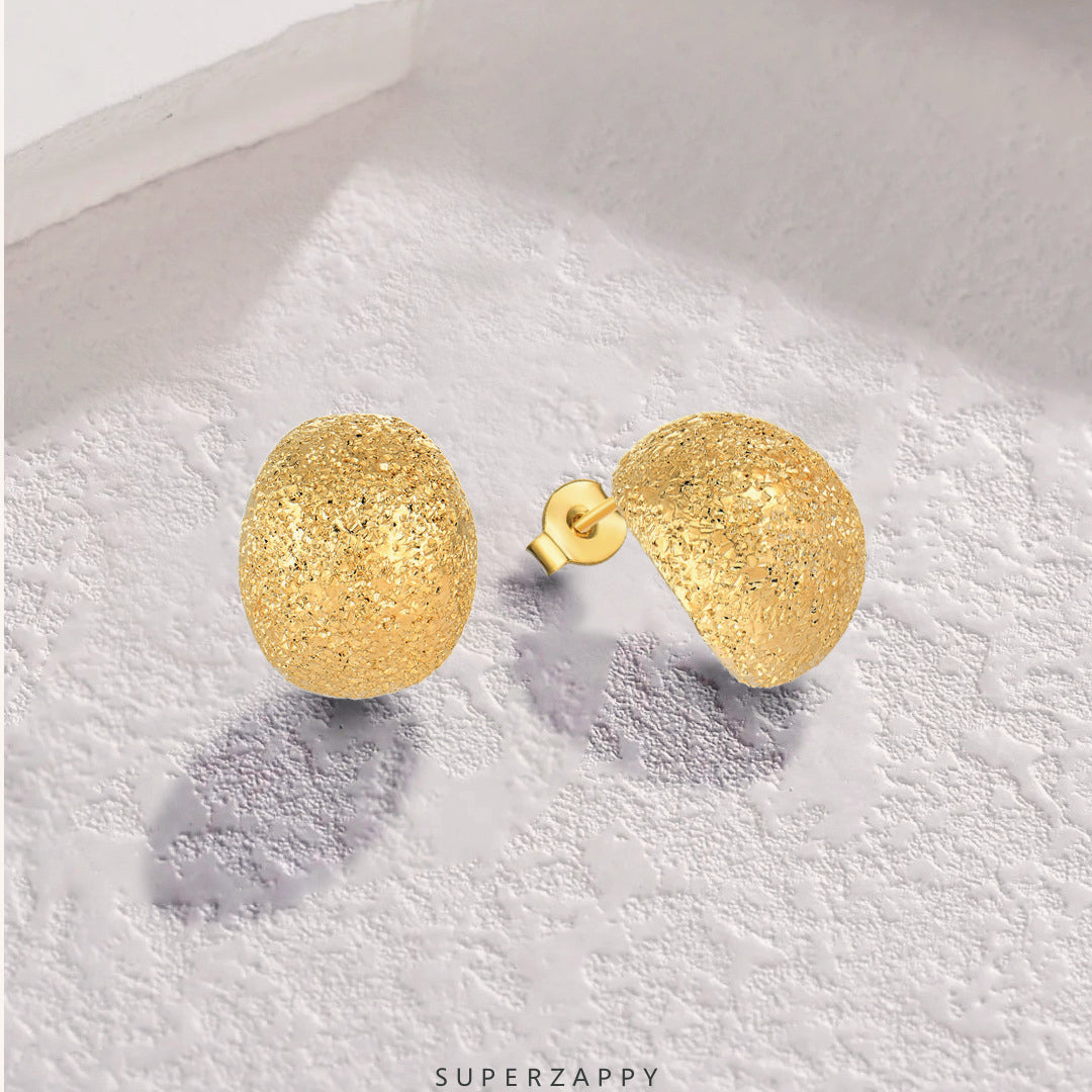 Niche Geometric Textured Round Stud Earrings