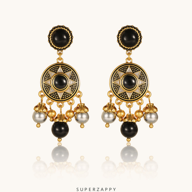 Black Tear Rosa Sunflower Earrings