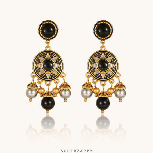 Black Tear Rosa Sunflower Earrings