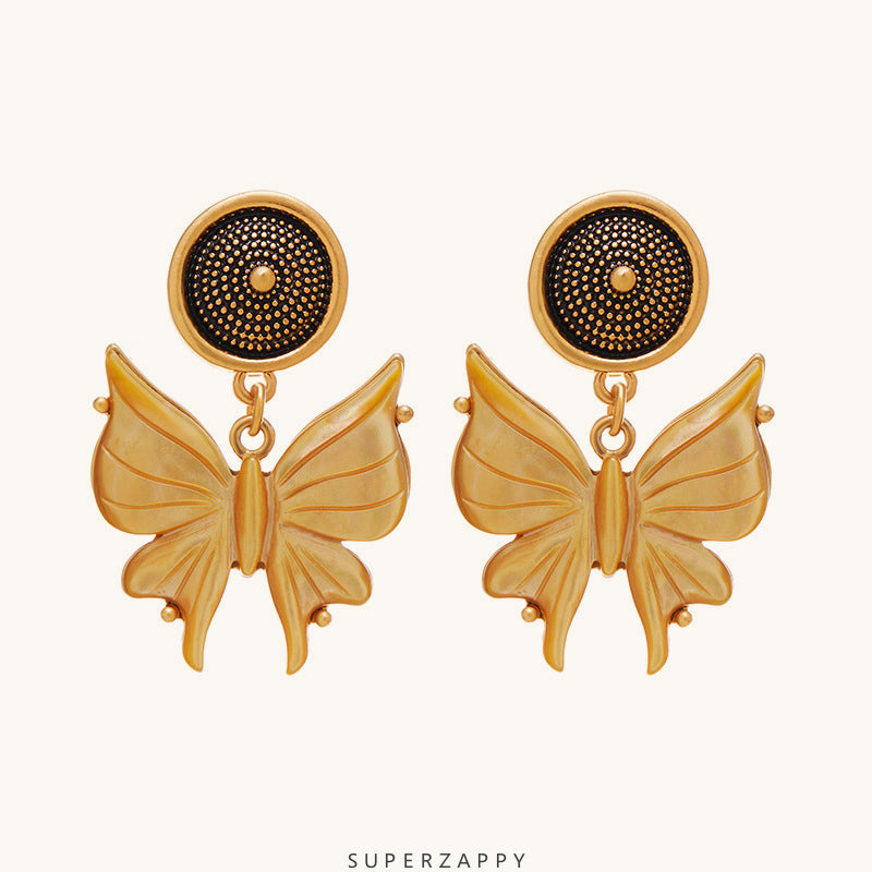 Vintage Mother-of-Pearl Butterfly Stud Earrings