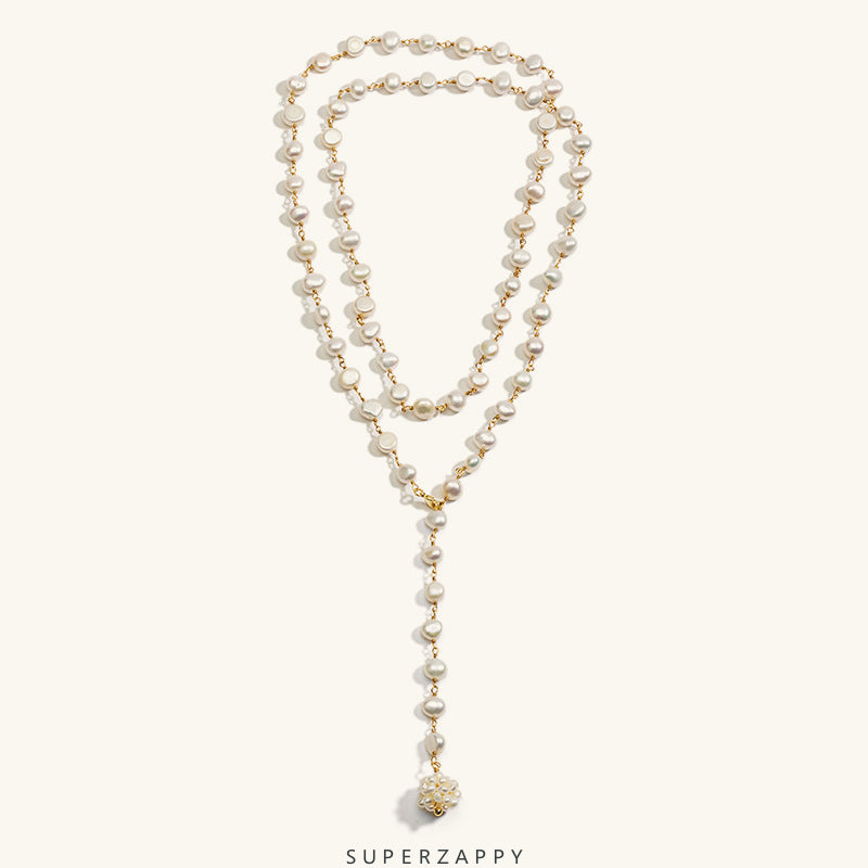 Baroque Freshwater Pearl Hydrangea Double-Layer Necklace