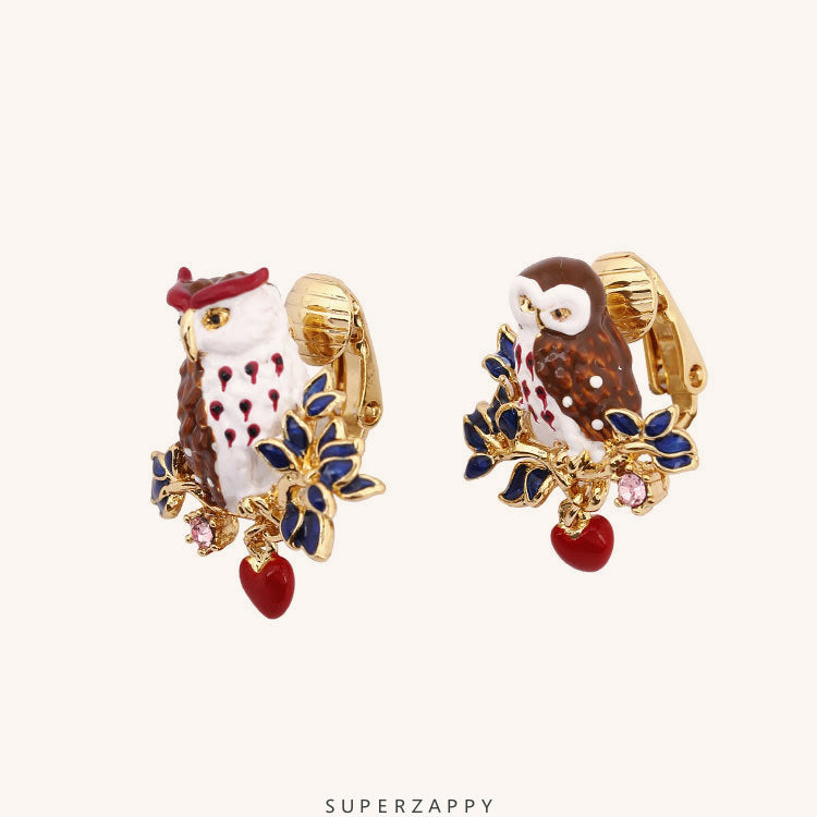 Owl Asymmetrical Earrings