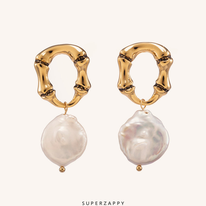 Vintage Style Baroque Freshwater Pearl Stud Earrings