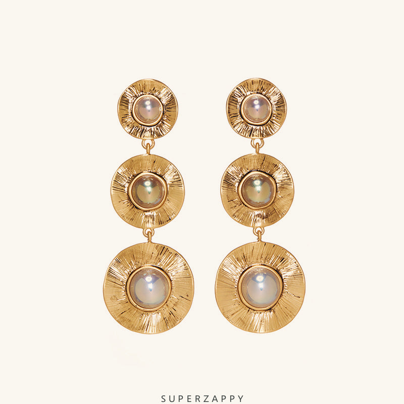 French Vintage-Inspired Pearl Gold-Plated Earrings