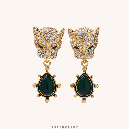 Cheetah Emerald Diamond Earrings