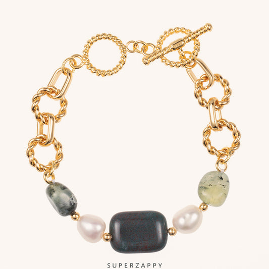 Baroque Freshwater Pearl and Natural Stone Bracelet