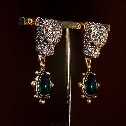 Cheetah Emerald Diamond Earrings