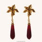 French Red Agate Maple Leaf Drop Earrings