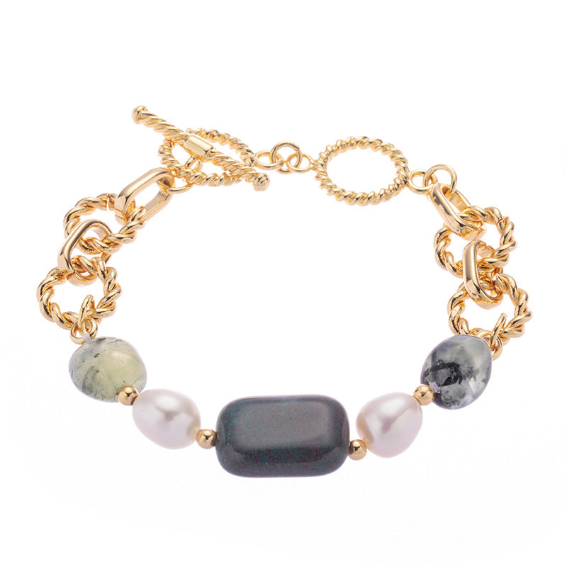 Baroque Freshwater Pearl and Natural Stone Bracelet