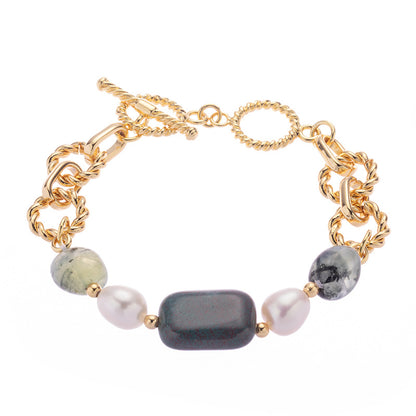 Baroque Freshwater Pearl and Natural Stone Bracelet