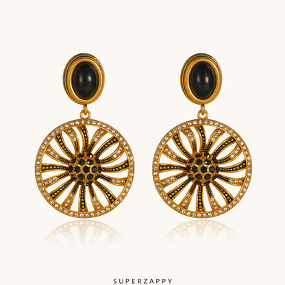 Black Tear Rosa Sunflower Earrings