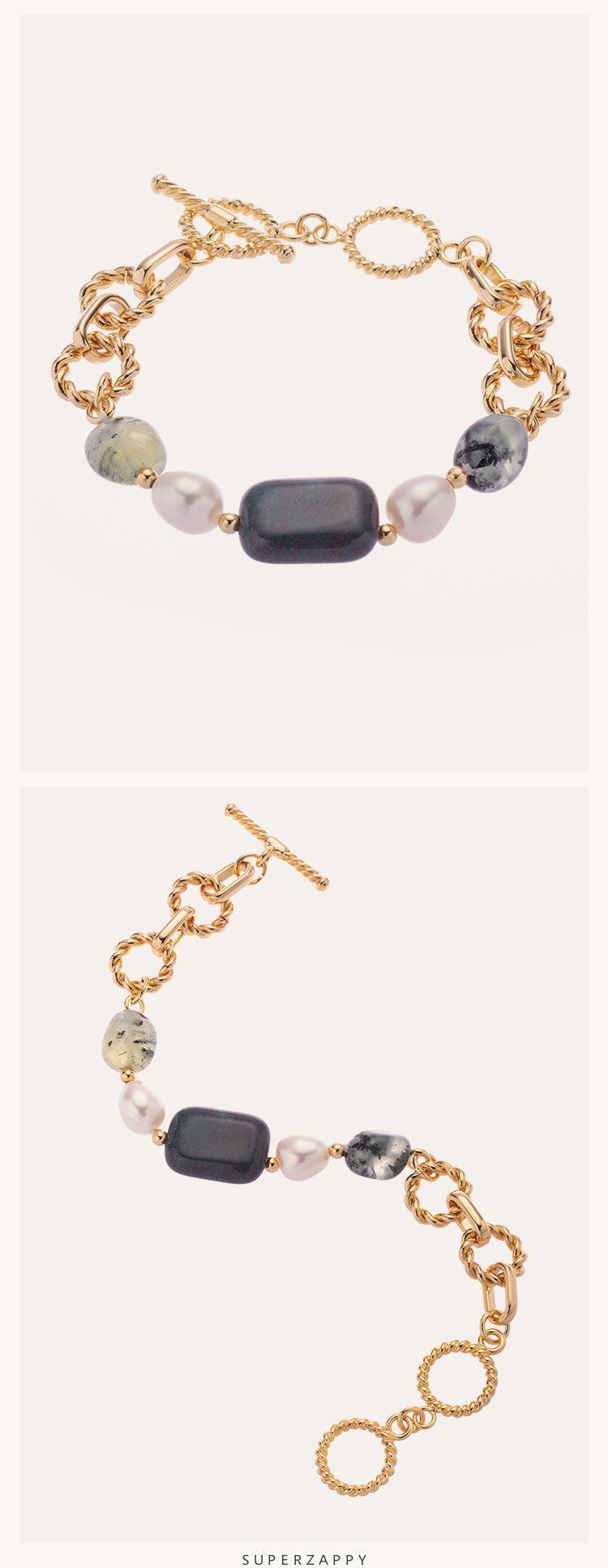 Baroque Freshwater Pearl and Natural Stone Bracelet
