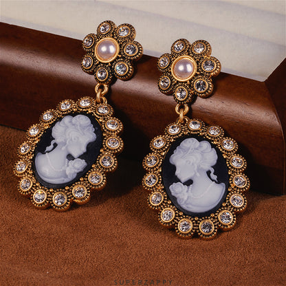 Cameo Earrings - Vintage French Court Style Jewelry