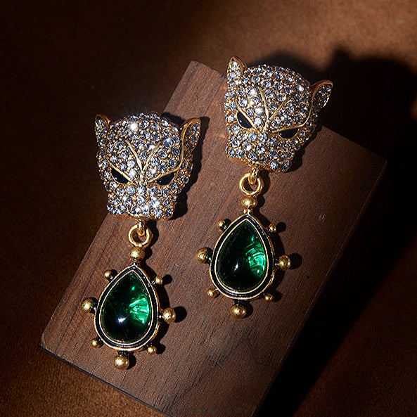 Cheetah Emerald Diamond Earrings