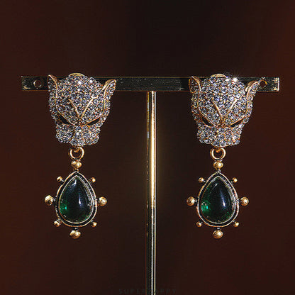 Cheetah Emerald Diamond Earrings