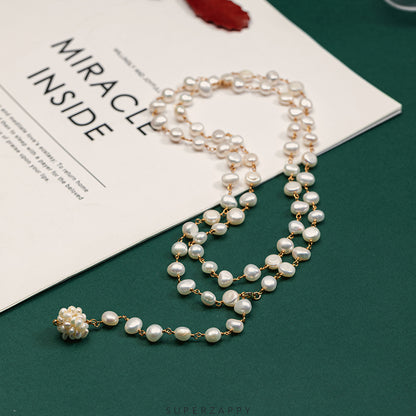 Baroque Freshwater Pearl Hydrangea Double-Layer Necklace