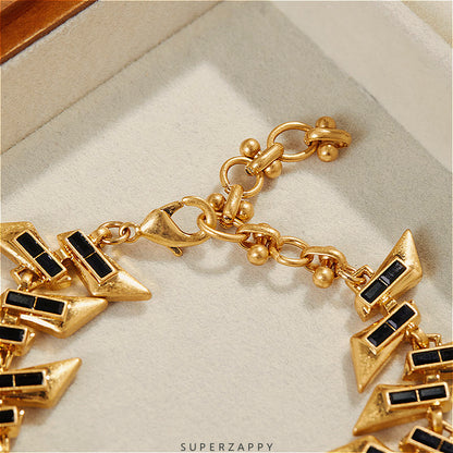 Gatsby-Inspired Geometric Black and Gold Bracelet