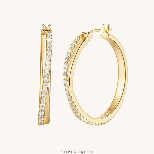 Hoop 18K Gold-Plated Zircon Earrings