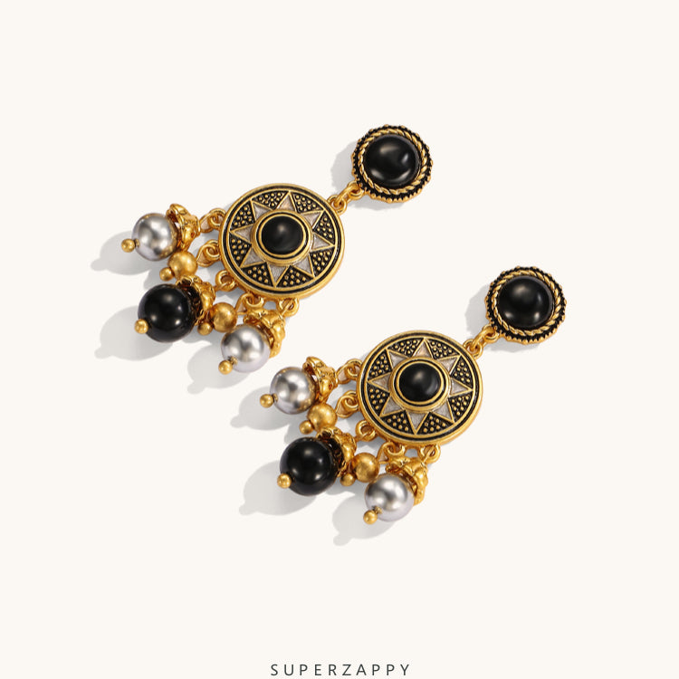 Black Tear Rosa Sunflower Earrings